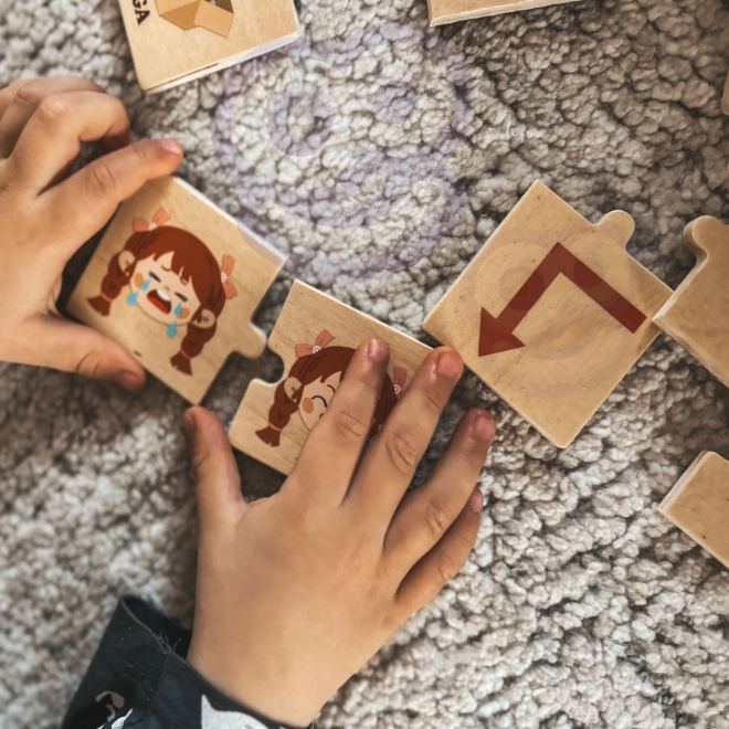 Holzpuzzle mit gegensätzlichen Bildern VIGA