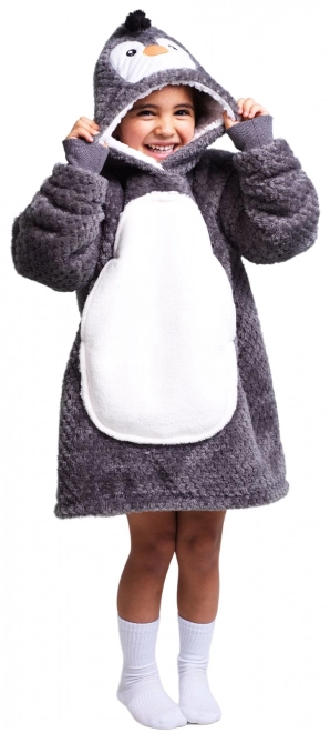 Kuschelige Noxxiez Pinguin Hoodie-Decke für Kinder