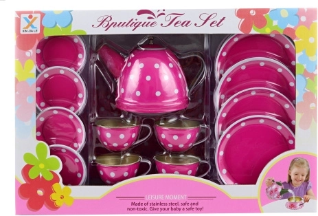 Blech Teeservice mit Punkten für Kinder