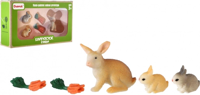 Plastik-Kaninchen mit Zubehör-Set, 3 Stk.