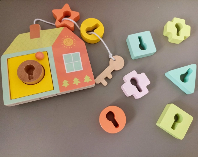Classic World Montessori Holzfädelspiel Schlüssel und Türen 11 Stk.