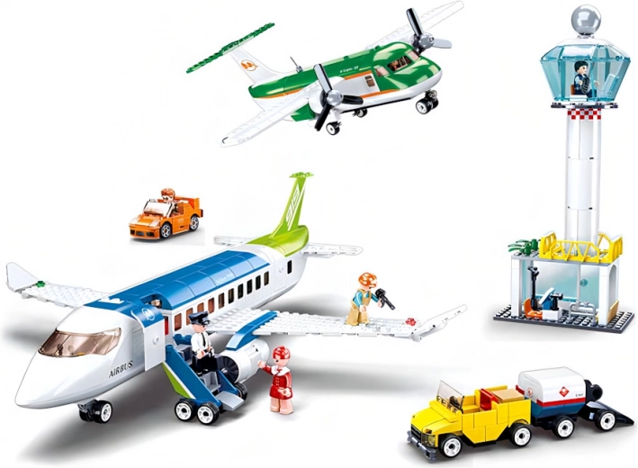 Zwei Flugzeuge und realistischer Flughafen