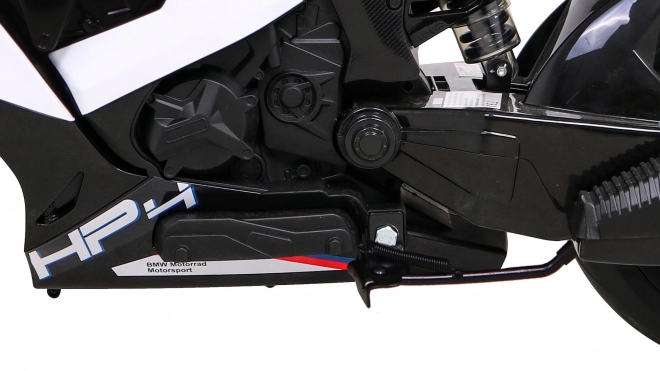 Kinder-Elektromotorrad BMW HP4 Weiß + Stützräder + sanfter Start + EVA + MP3 LED
