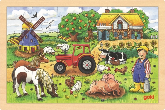 Goki - Holzpuzzle Bauernhof von Herrn Miller 24 Teile