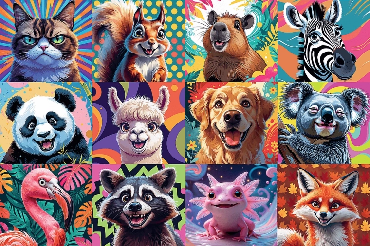 Puzzle Fröhliche Tierporträts 300 Teile