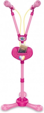 PLEJO Ständer mit zwei Mikrofonen rosa