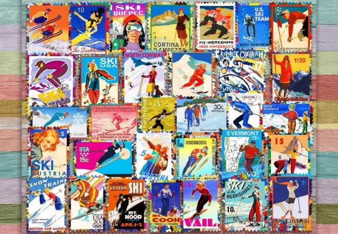 Puzzle Ski-Briefmarken 1000 Teile