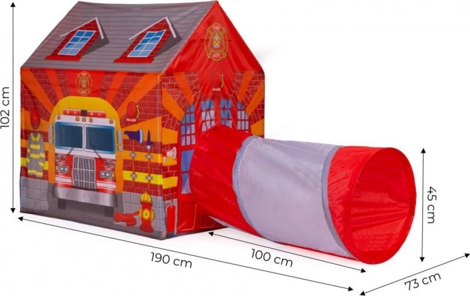 Kinderzelt mit Tunnel Feuerwehrstation IPLAY