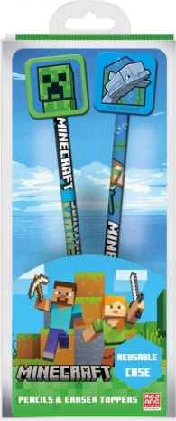 Minecraft-Bleistiftset mit Toppern, 2 Stück