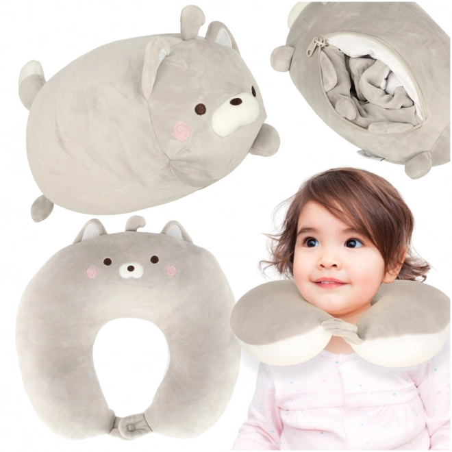 Magisches 2-in-1-Reisekissen Brezel Maskottchen Katze