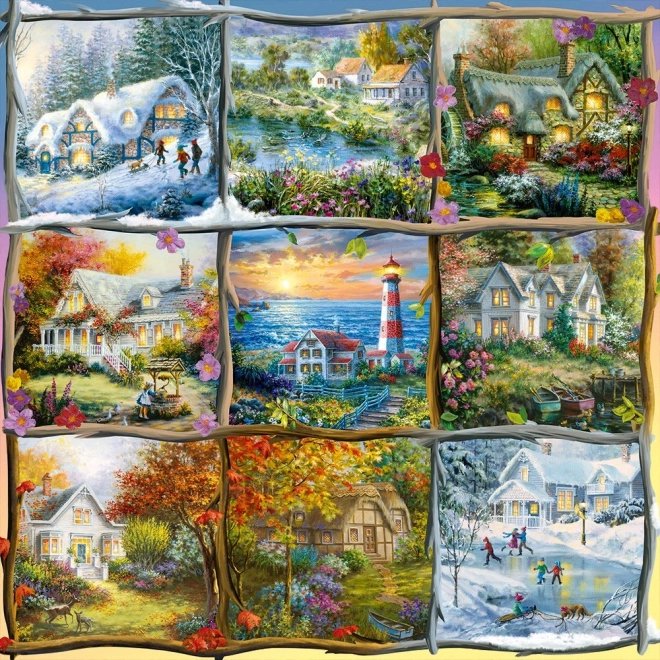 Alipson Quadratisches Puzzle Collage der vier Jahreszeiten 1000 Teile