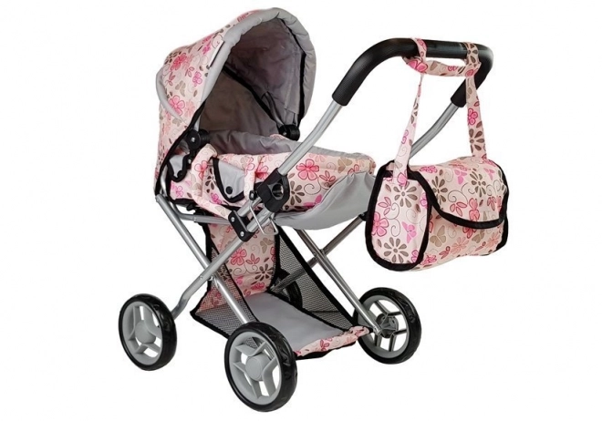 Puppenwagen Alice mit Tragetasche Rosé Blumenmuster