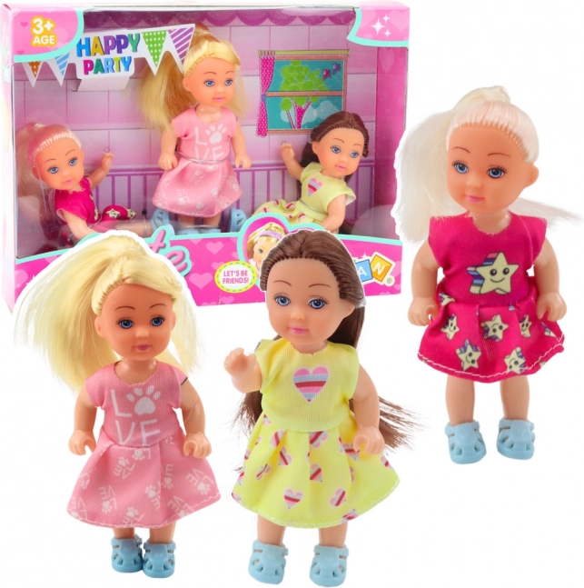 Set mit 3 Mini-Puppen für die Geburtstagsfeier