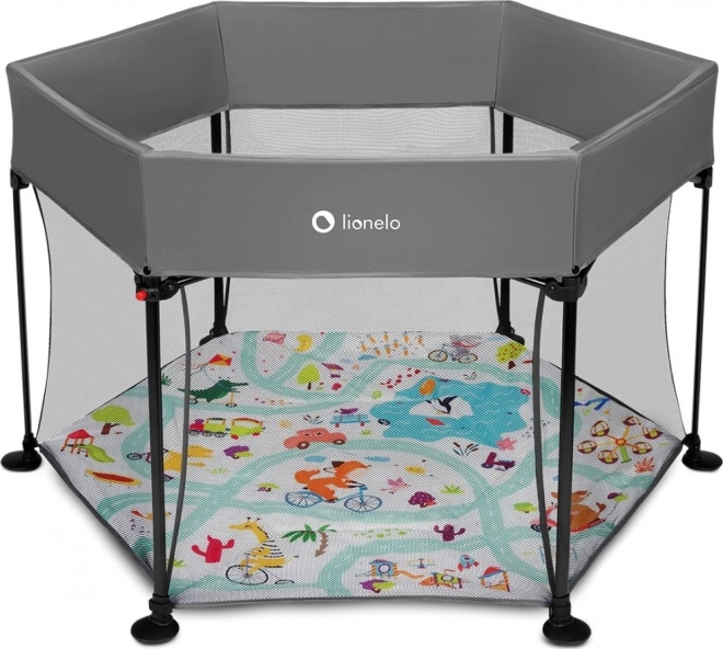 Lionelo Baby Laufgitter Blau Marine – Grau Mehrfarbig