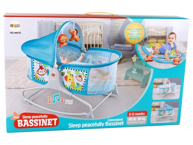 Multifunktionelles Babybett Schaukelstuhl 2-in-1 mit Spielmatte Blau