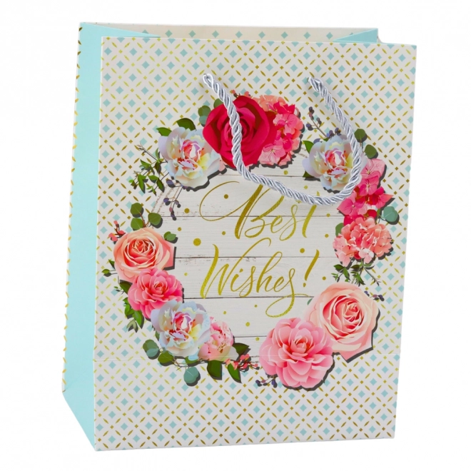 Geschenktasche Blumenmuster Beste Wünsche