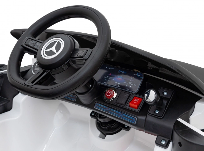 Mercedes Benz AMG EQA für Kinder Weiß + Fernbedienung + 5-Punkt-Sicherheitsgurte + EVA + MP3-Display + LED