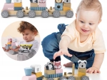 Holzspielzeug Zug mit Blöcken und Tieren Montessori