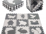Schaumstoff-Kinderlernmatte Puzzle Tiere, grau 85 × 85 cm, 9 Teile