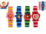 Holz-Kinderarmbanduhr – 4 fröhliche Formen