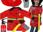 Kinder Feuerwehrkostüm mit Walkie-Talkie 3-8 Jahre