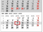 Praktischer Wandkalender 3-Monatsansicht Grau 2025 - Mit Tschechischen Namen