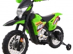 Kinder Elektro-Cross-Motorrad mit Akku – grün, mit Stützrädern und LED-Lichtern