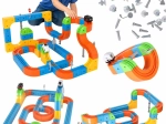 Magnetische Konstruktionsbausteine – Renn- und Zugstrecke (140 Teile)