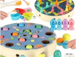 Montessori-Spiel für Kinder: Fischchen und Raupen – magnetisches Angeln und Sortieren