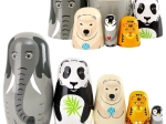 Hölzerne Tier-Matroschkas – Set mit 5 Stück