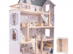 Helles hölzernes Puppenhaus mit Möbeln – 80 cm