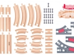 Set aus Holz-Eisenbahnschienen mit Drehscheibe – 50 Teile