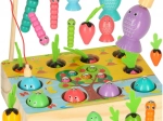 Holz-Montessori-Spiel – magnetisches Angeln, Würmchen und Möhrchen