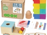 Montessori Lernbox 6-in-1 WOOPIE GREEN für Babys 7–8 Monate, 26 Teile, FSC