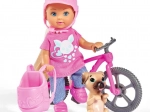 Puppe Evi mit Fahrrad und Hündchen