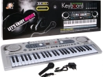 Silberner Kinder-Keyboard-Synthesizer mit 54 Tasten, Mikrofon und USB-Aufnahme