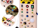 Montessori-Holz-Manipulationstafel mit LED-Leuchten