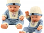 Puppe Baby in Gestricktem Blauem Outfit mit Mütze