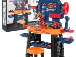 Kinder-Werkbank 3+ mit interaktiver Akku-Bohrmaschine, Hocker und 181 Teilen