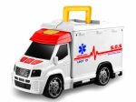 Rettungswagen mit Effekten und ausklappbarer Krankenhaus-Garage 33,5 cm