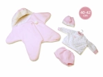 Puppenkleidung NEW BORN 40–42 cm – rosafarbenes Set mit Sternenfleece von Llorens