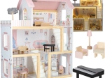Holz-Puppenhaus mit Möbeln und LED-Beleuchtung 78 cm rosa