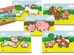 Holzpuzzle Meine ersten Tiere – Bauernhof, 6 Puzzles mit je 3 Teilen