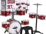 Rotes Schlagzeug mit 7 Trommeln + Hocker + 2 Becken + 2 Sticks – 12 Teile