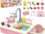 Kinder-Küchenspüle mit XXL-Geschirrset – rosa