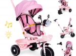 Rosa Kinder-Dreiradkinderwagen mit drehbarem Sitz und Schiebestange ECOTOYS