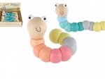 Holz-Gelenkwurm/Raupe 16 cm – Pastellfarben, biegsames Spielzeug für Babys