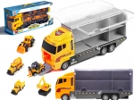 Set aus Sattelschlepper mit Transporter und 6 Baustellen-Miniautos