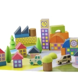 Jeujura Holz-Bausatz Dörfchen aus Bausteinen, 40 Teile