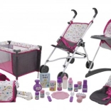 Großes Spielset mit Zubehör für Puppen, 21-tlg.